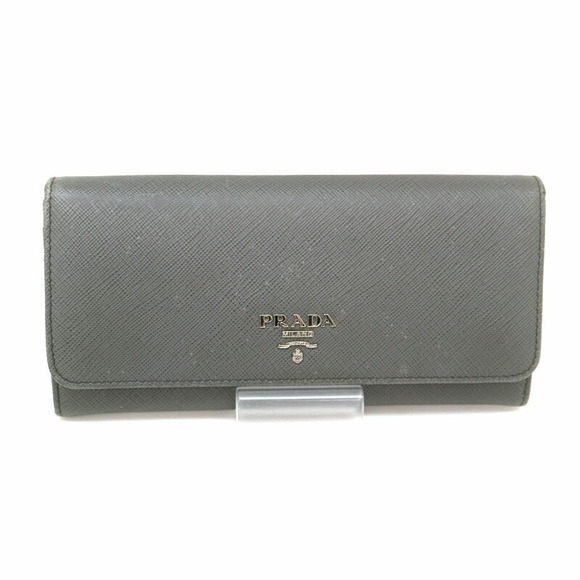 Prada Long Wallet Leather Gray - Picture 1 of 6